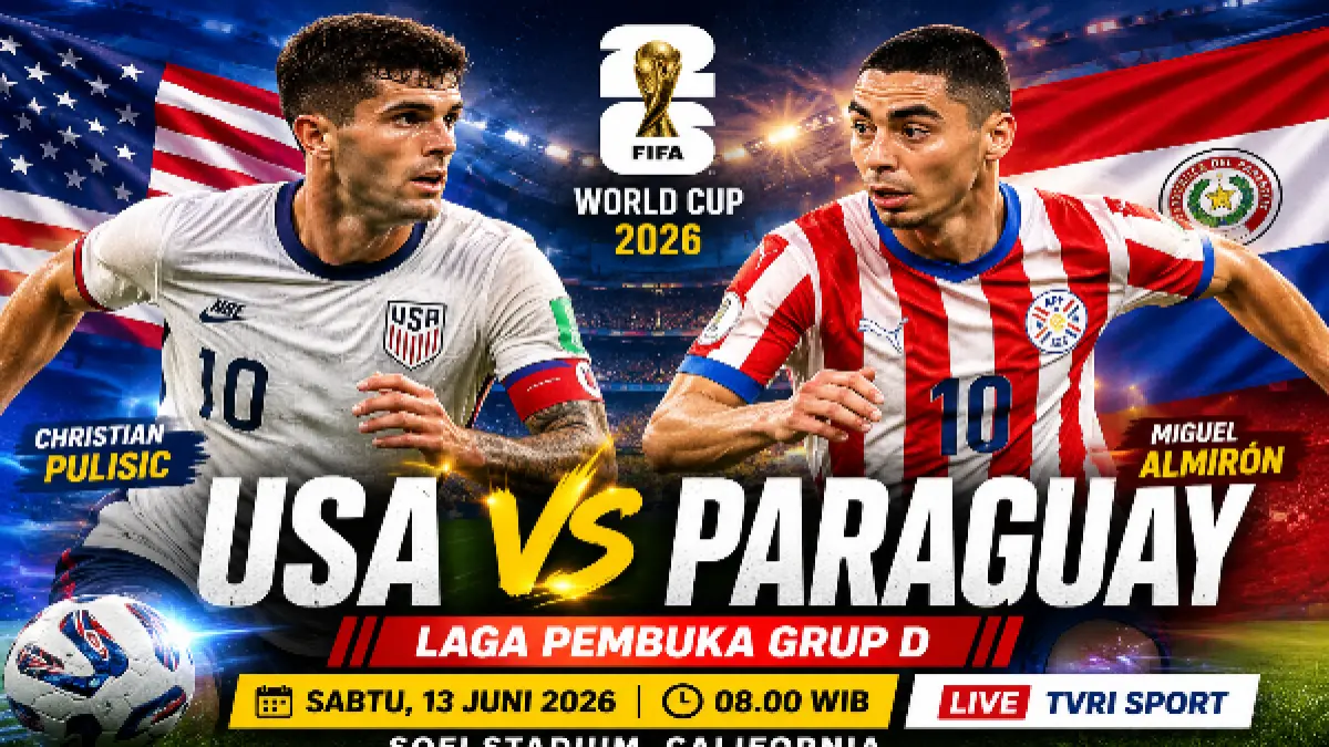 PEMBUKTIAN: Christian Pulisic dan Miguel Almiron akan memulai pembuktian mereka dalam laga pembuka Grup D, Sabtu (13/6) pagi. (Chatgpt)