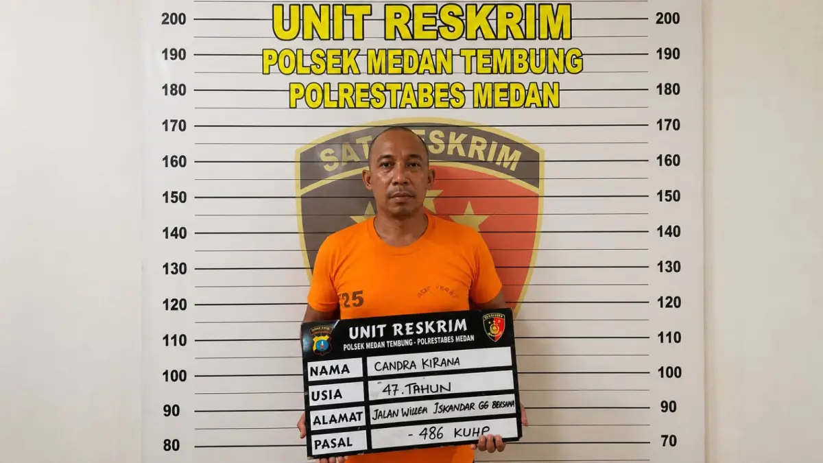 Jukir berinisial CK yang ditangkap terkait penggelapan uang infak masjid. (Dok: Polsek Medan Tembung)