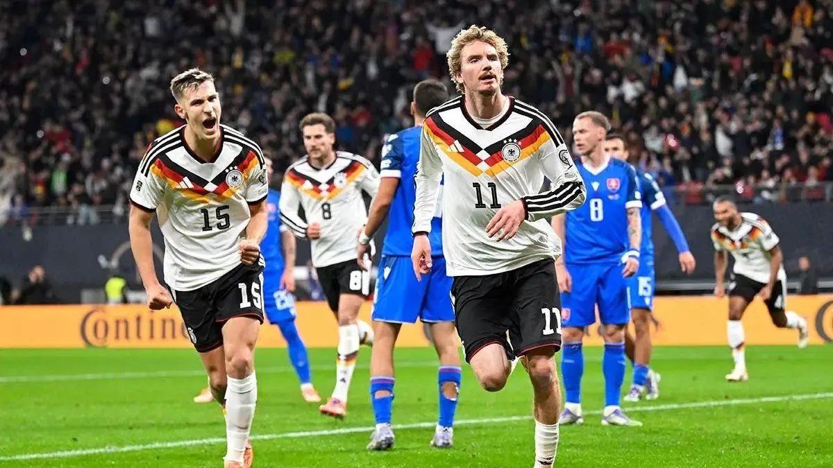  Para pemain Timnas Jerman usai mencetak gol dalam laga uji coba jelang Piala Dunia 2026. Der Panzer difavoritkan menang atas Curacao di laga pembuka Grup E. (pikiran.rakyat)