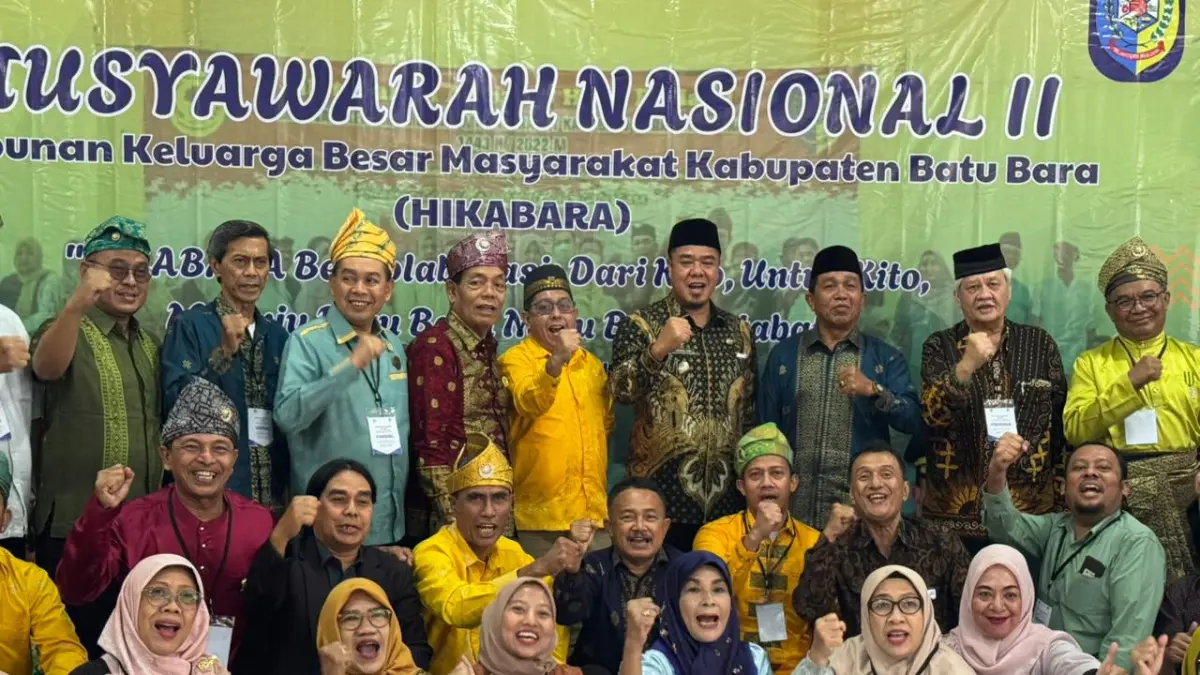 Wakil Bupati Batu Bara Syafrizal S.E., M.AP.,saat hadiri Musyawarah Nasional (Munas) II Himpunan Keluarga Besar Masyarakat Kabupaten Batu Bara (HIKABARA) yang digelar di Cibubur, Jakarta, Sabtu (13/6/2026). (Komimfo.Batubara/Sumut Pos)