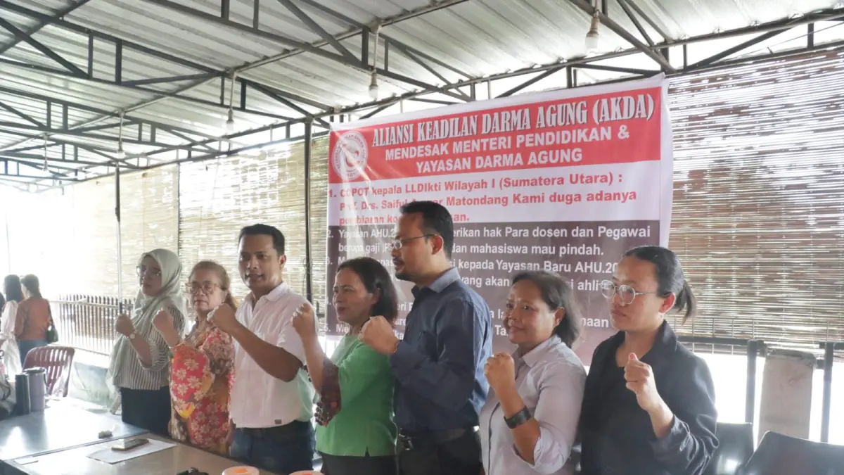 PERS: Aliansi Keadilan Darma Agjng (AKDA) melakukan konferensi pers agar dualisme Darma Agung selesai. (Dok: AKDA)