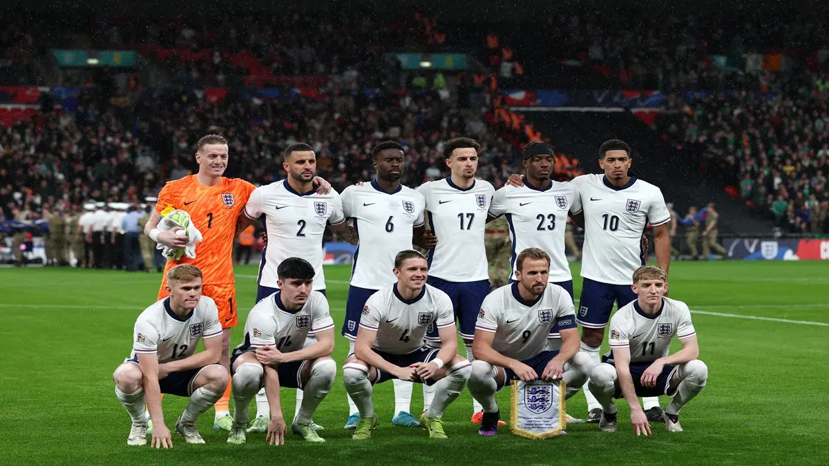 Para pemain Timnas Inggris yang bermain di Piala Dunia 2026.  (Photo by Adrian Dennis / AFP)