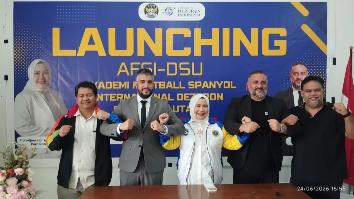 BERSAMA: CEO AFSI Josele Gonzales (2 kanan) dan Direktur Pelaksana AFSI Vitor De Arse (2 kiri) bersama Pembina AFSI DSU Prof Adjuct Dr Marniati SE MKes (tengah) saat memberi keterangan kepada wartawan. (Dok Pribadi)