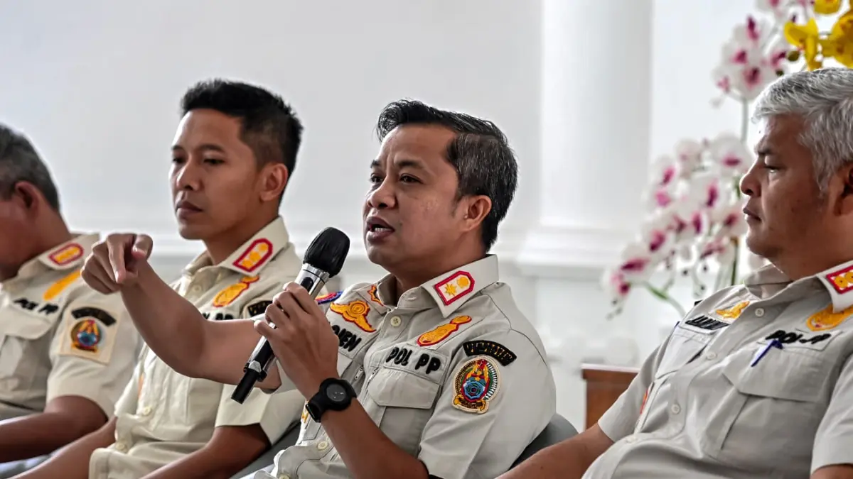 PERS: Kepala Satpol PP Sumut Muttqien Hasrimy pada temu pers yang diselenggarakan Dinas Komunikasi dan Informatika Sumut di Lobby Dekranasda Sumut, Kantor Gubernur Sumut, Medan, Rabu (24/6/2026).(Dok : Diskominfo Sumut)