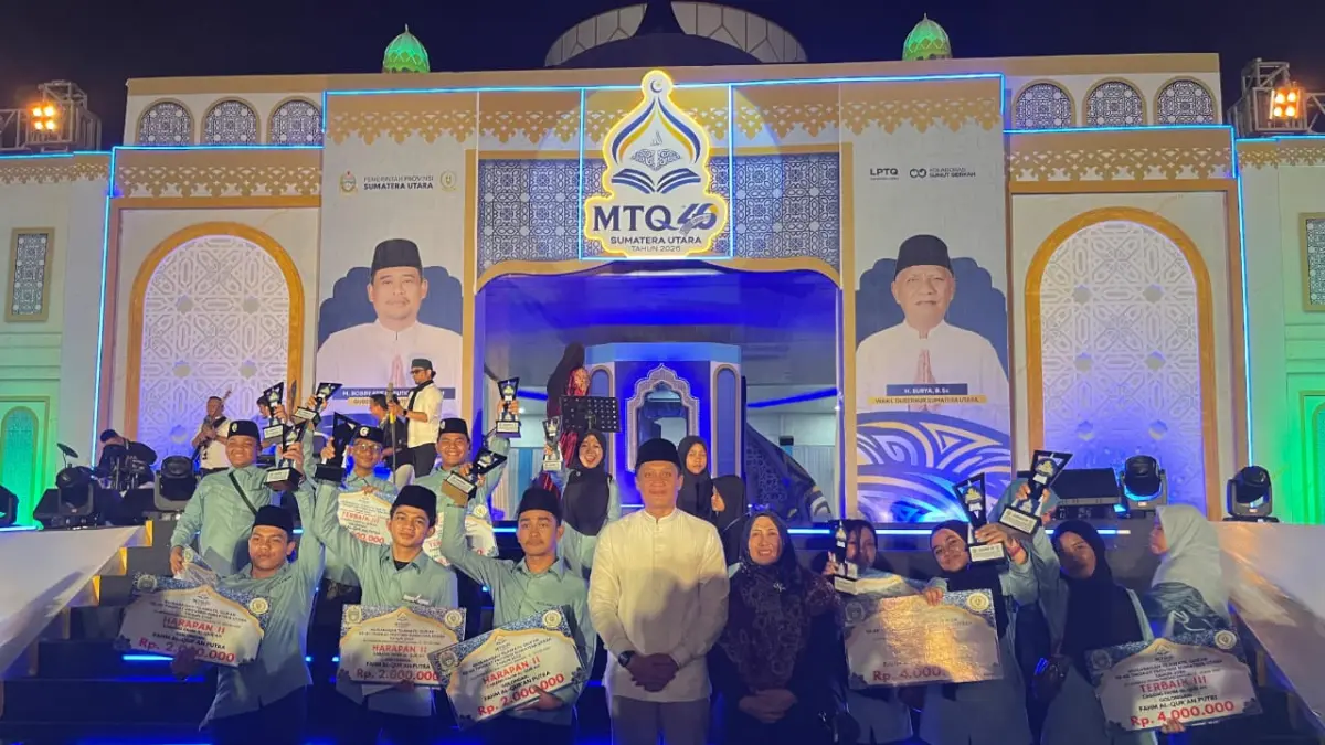 Dua tiket menuju MTQ NASIONAL 2026, Ketua Kafilah Musa Irwan Hasibuan ungkap kunci sukses Padang Lawas di MTQ ke 40. (mitra Harahap/Sumut Pos)