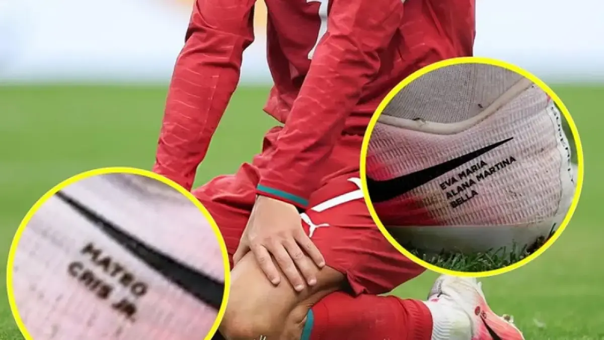 Cristiano Ronaldo ukir nama anak di sepatunya. (Dok: X)