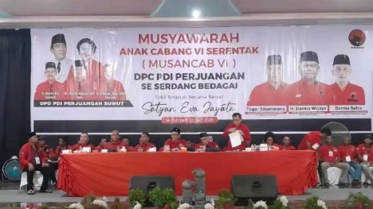 Musancab VI Serentak PDI Perjuangan Sergai sukses memilih dan melantik pengurus 17 PAC se-Kabupaten Serdang Bedagai di Sei Rampah (28/06).  ( Fadly/Sumut Pos)