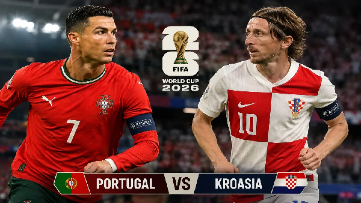 Kapten Portugal Cristiano Ronaldo (kanan) dan kapten Kroasia Luka Modric akan berhadapan dalam babak 32 besar Piala Dunia 2026 di BMO Field, Toronto, Jumat (3/7) pagi. (Gpt AI)