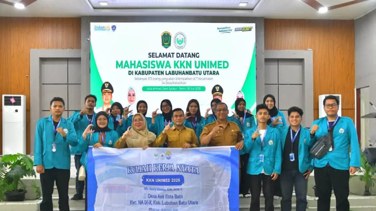 )Wakil Bupati Samsul Tanjung Sambut 373 Mahasiswa KKN Universitas Negeri Medan di Labura. ( Asri Tarigan/Sumut Pos) 