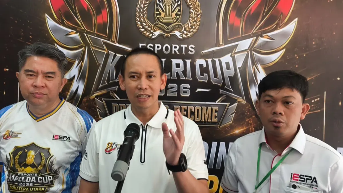 Ketua Panitia Esports Kapolda Cup 2026, Kombes Pol Dr Bayu Wicaksono saat Konferensi Pers, di Mapolda Sumut. (Dok: Panitia)
