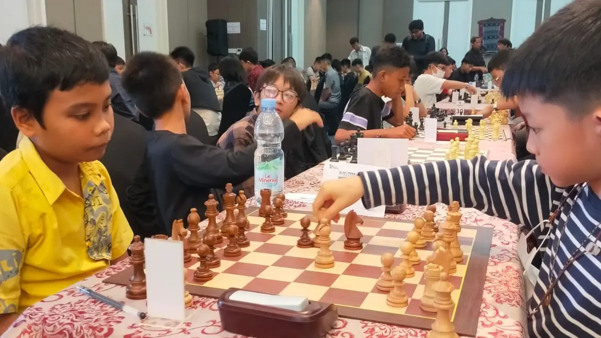 CATUR: Para peserta turnamen catur standar internasional Sumatera Utara Chess Prodigy 2026. Turnamen ini diselenggarakan oleh PT RTI, Sabtu (11/7/26). (Dok: PT RTI)
