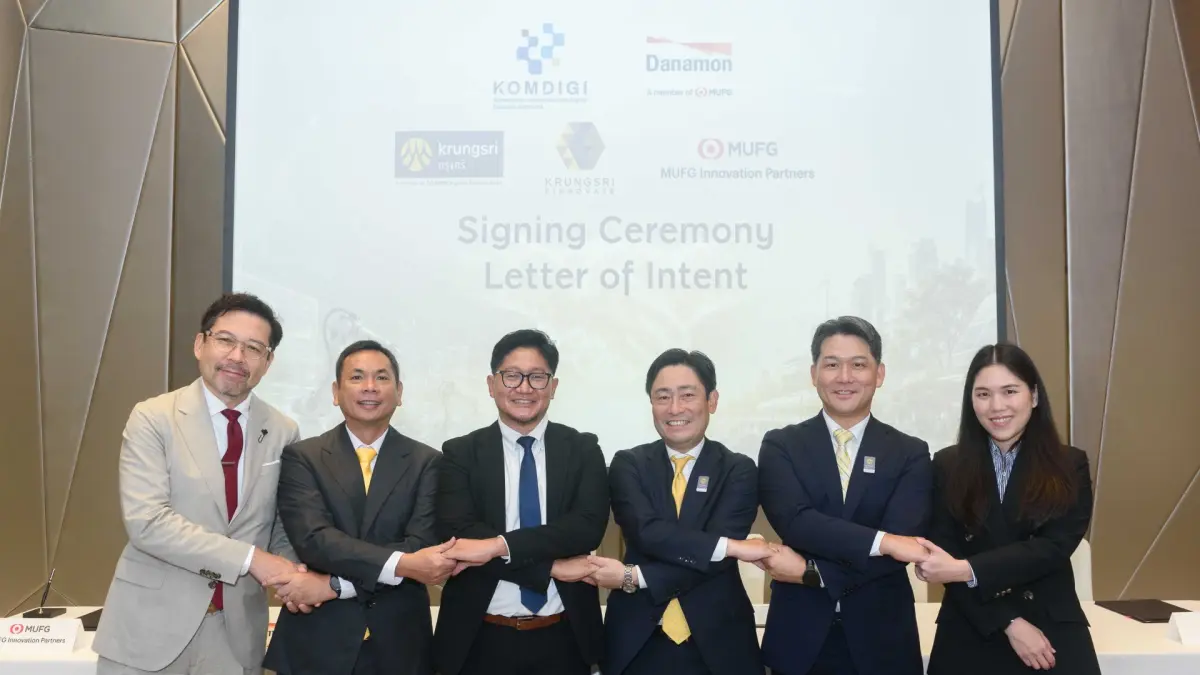 Dari kiri ke kanan: Nobutake Suzuki (CEO, MUFG Innovation Partners), Reza Iskandar Sardjono (Chief Strategy Officer, PT Bank Danamon Indonesia Tbk), Sonny Sudharyana (Direktur Pengembangan Ekosistem Digital, Kementerian Komunikasi dan Digital), Kenichi Yamato (CEO, Bank of Ayudhya (Krungsri)), Kohei Omori (Head of Japanese Corporate Banking, Bank of Ayudhya (Krungsri)), Palida Artispong (Acting & Managing Director, Krungsri Finnovate Company Limited (KFIN))(Foto: Dananmon)