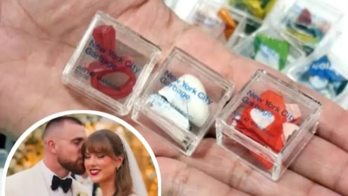 sampah bekas dari malam pernikahan Taylor Swift dan Travis Kelce dijual seharga ratusan ribu rupiah.(Instagram @viralsosmed_)