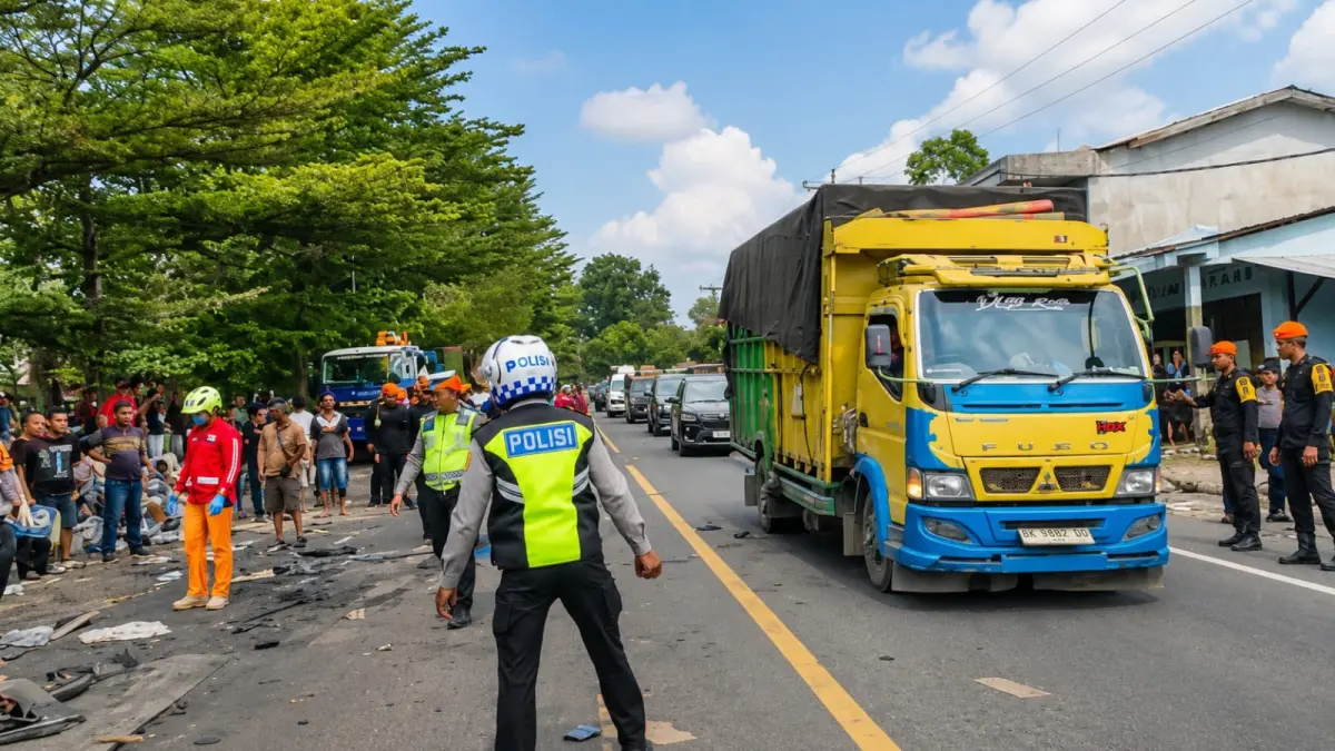 NORMAL: Arus lalu lintas di lokasi kecelakaan beruntun di Sibolangit, berangsur normal, Jumat (17/7/2026). (Dok: Polrestabes Medan)
