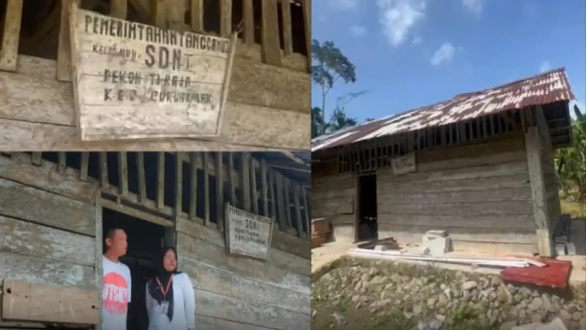 Warga Dusun Way Harong, Kabupaten Lampung Barat swadaya mengumpulkan uang untuk membeli sebidang tanah dan membangun sekolah. (Instagram @pandemictalks)