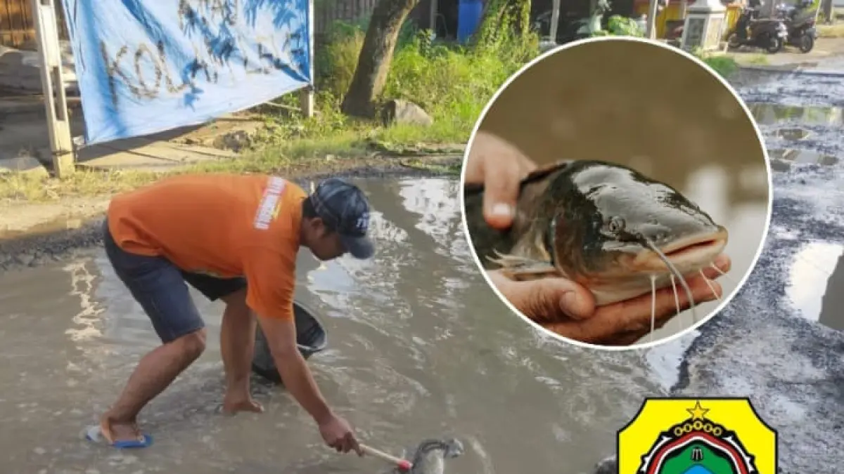Kesal Jalan Rusak 25 Tahun Tak Diperbaiki, Warga Pati Ubah Lubang Jalan Jadi Kolam Lele