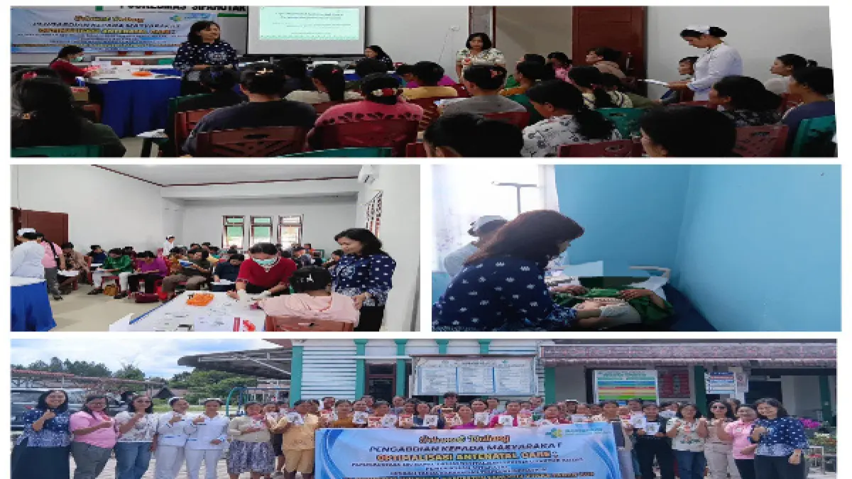Dosen Poltekkes Medan dari Prodi DIII Kebidanan Taput memberikan edukasi memberikan edukasi tanda bahaya, pemeriksaan kehamilan, triple elimination dan skrining faktor risiko pada ibu hamil. (Dok: Tim dosen Poltekkes Kemenkes Medan)