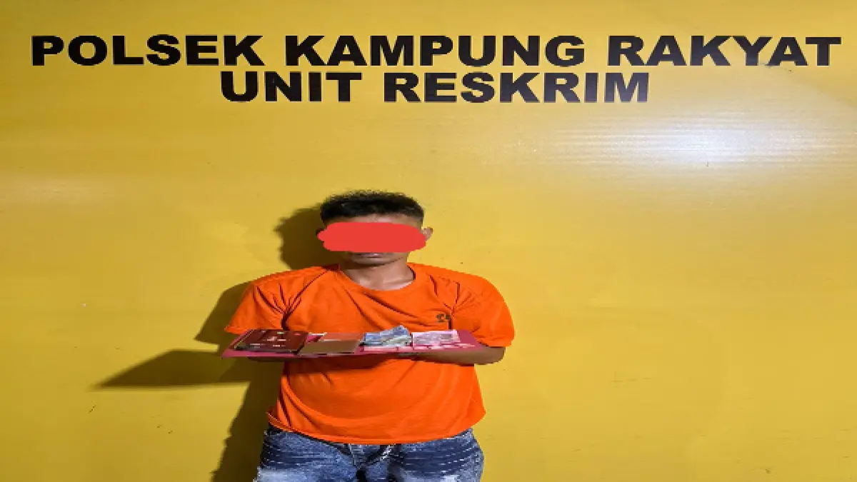Pria Berinisial AGN Alias Andi (35) Warga Desa Teluk Panji Il Diamankan Polsek Kampung Rakyat Beserta Barang bukti. (Khairuddin/Sumut Pos)