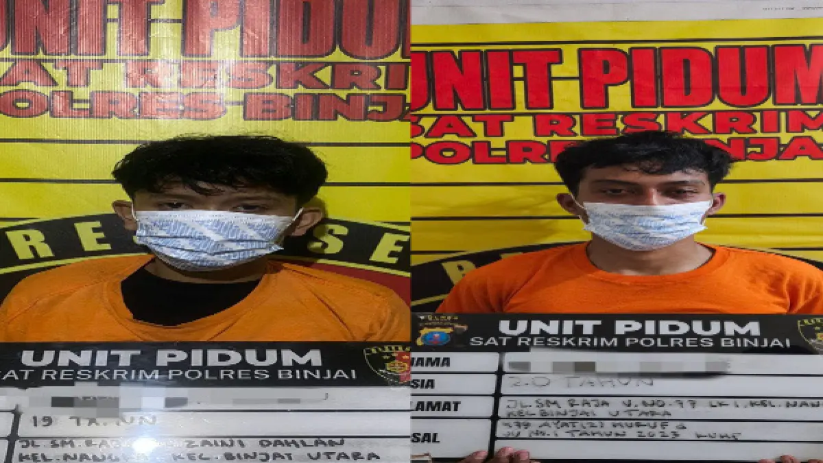 Kolase foto dua pelaku begal bersajam dengan korban pelajar. (Foto dari Satreskrim Polres Binjai/Sumut Pos)