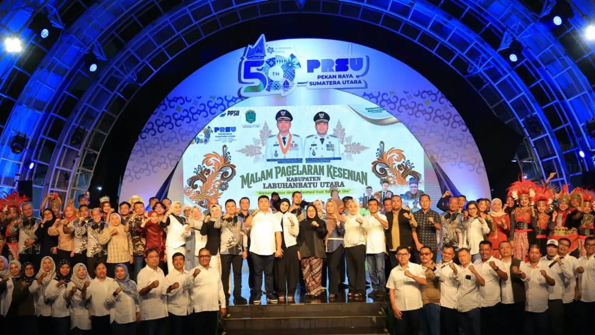 Pemkab Labura menampilkan Warisan Budaya di Tanah Basimpul Kuat Babontuk Elok di PRSU. (Diskominfo Labura / Sumut Pos)