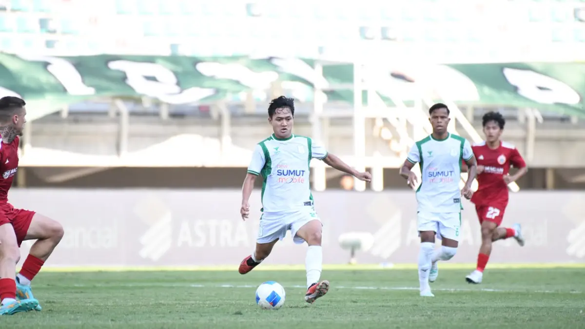 PENAMPILAN: Penampilan Ikhsan Chan ketika PSMS menghadapi Persija Jakarta di Gelora Bung Tomo, Surabaya, Sabtu (1/8/2026). (Dok PSMS)
