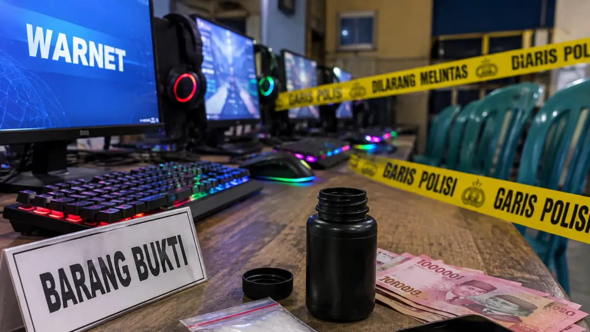 Polrestabes menggerebek warnet di Medan diduga tempat peredaran narkoba. (Foto: Ilustrasi)