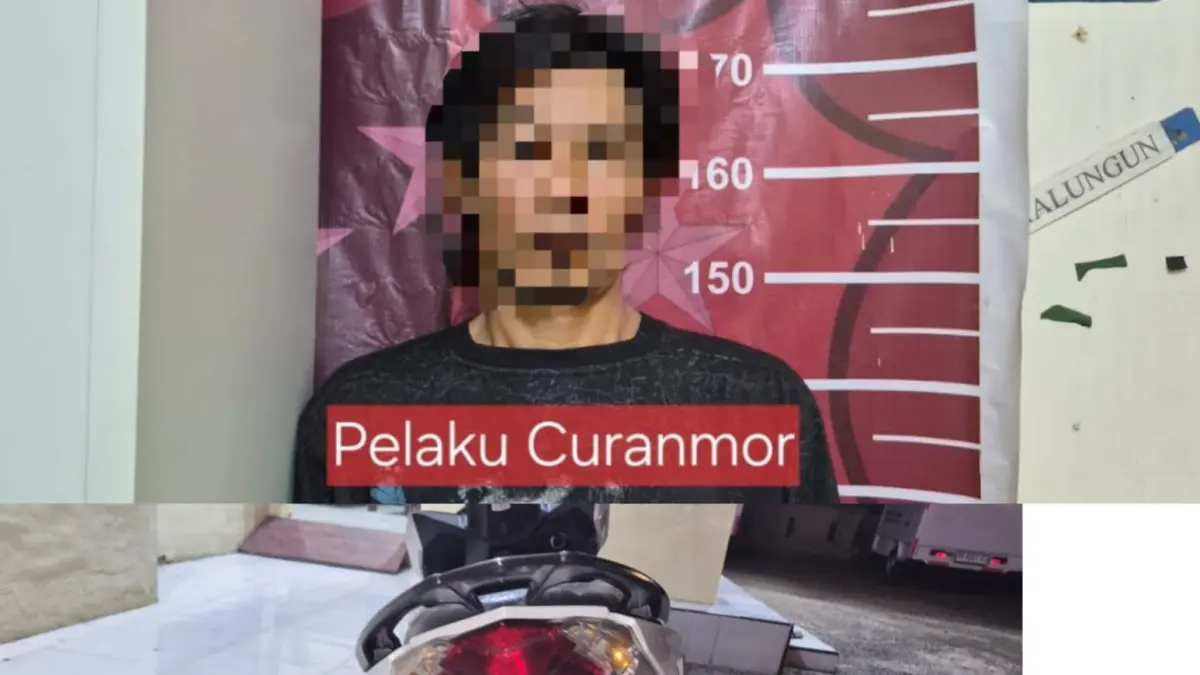 TANGKAP: M alias G, 41 tahun, warga Dusun 2 Desa Pulau Tagor, Kecamatan Serba Jadi, Kabupaten Serdang Bedagai ditangkap beserta barang bukti sebuah sepeda motor. (Dok: Humas Polres Sergai)