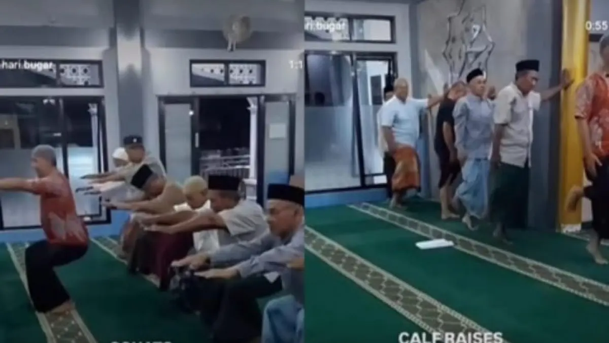 Para lanjut usia (lansia) berolahraga bersama seusai salat Subuh viral di media sosial.(Instagram @pandemictalks)