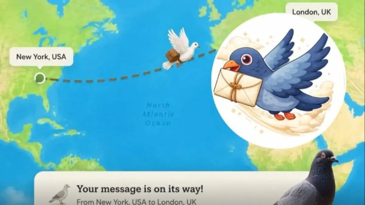 Carrier Pidge memungkinkan pengguna mengirim pesan menggunakan “burung” digital.(Instagram @pandemictalk