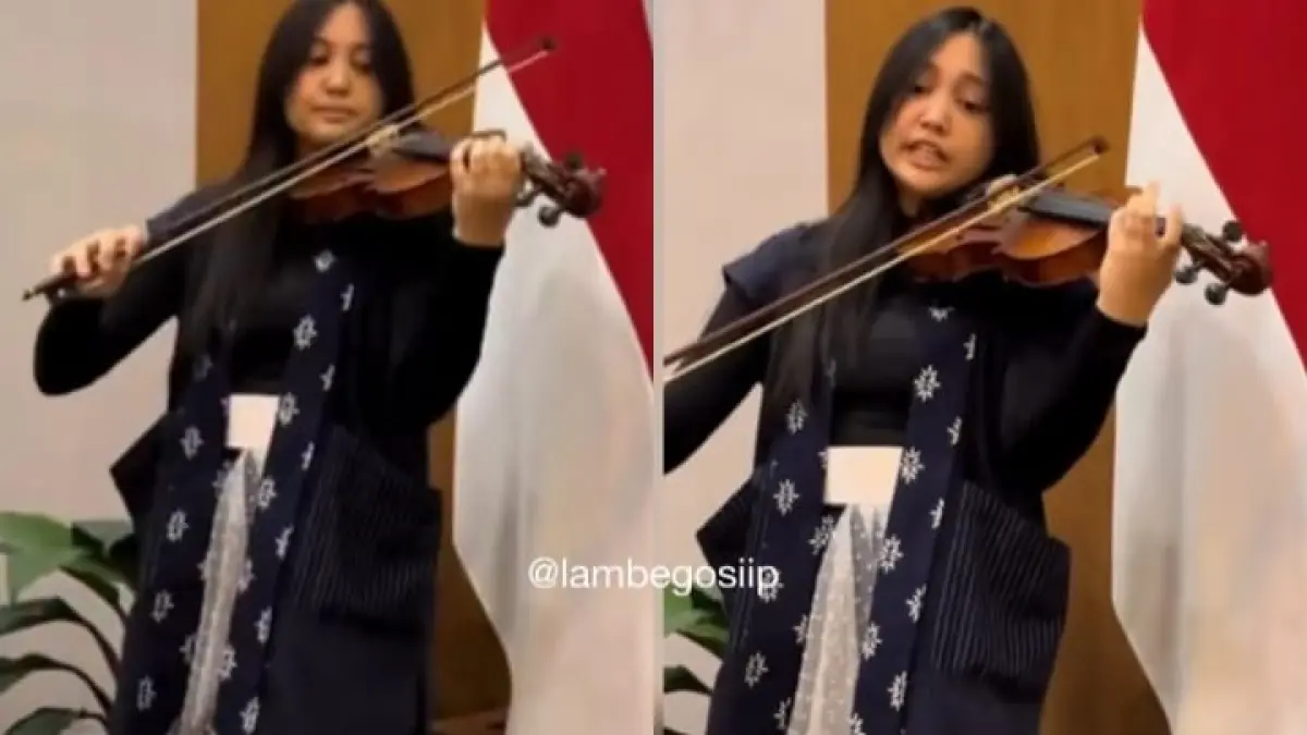 Penyanyi Antea Putri Tru menampilkan kembali lagu kebangsaan “Indonesia Raya” dalam versi autentik yang merujuk pada naskah awal tahun 1928.(Instagram @lambegosiip)