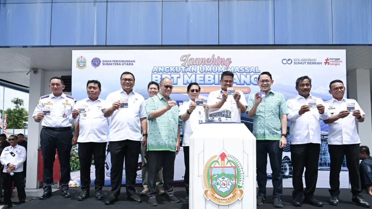 LAUNCHING: Gubernur Sumatera Utara (Sumut) Muhammad Bobby Afif Nasution menghadiri Launching Angkutan Umum Massal Bus Rapid Transit (BRT) Medan, Binjai dan Deliserdang (Mebidang) di Terminal Lubukpakam Kabupaten Deliserdang, Rabu (19/8/2026). (Dok: Dinas Kominfo Sumut)