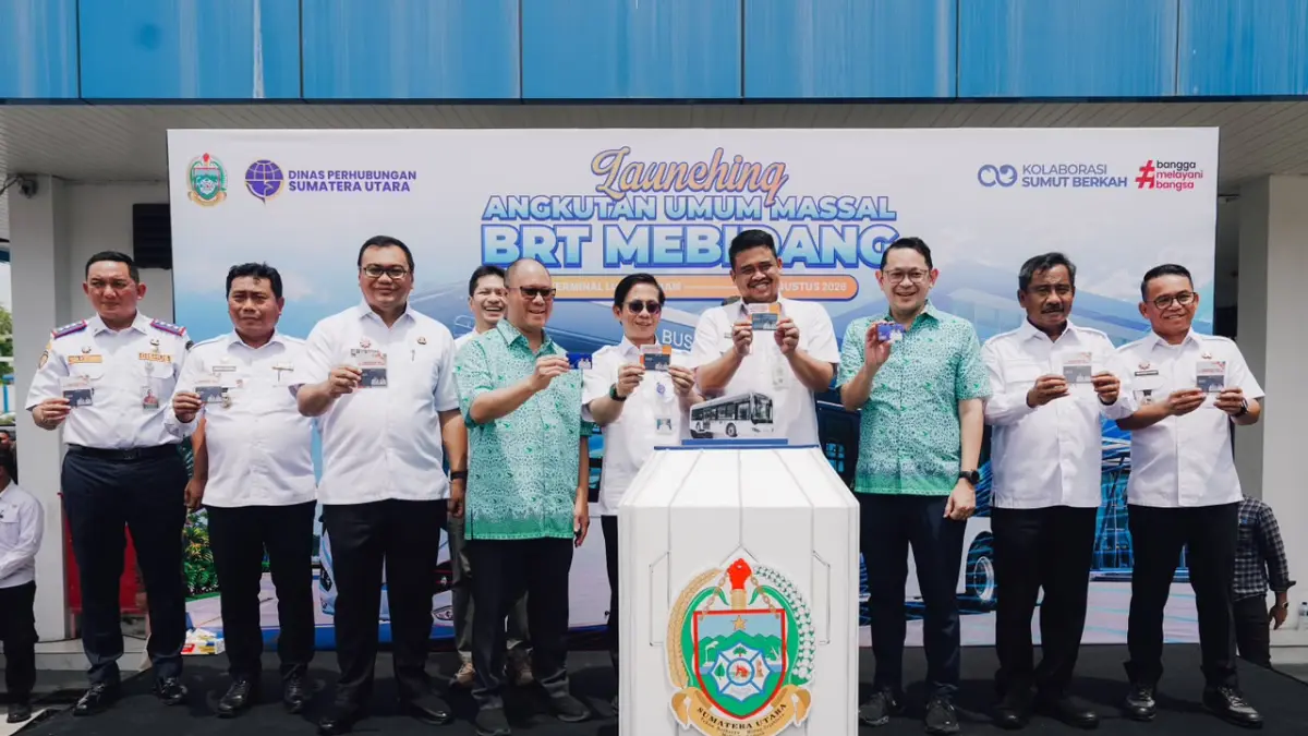 Bus Rapid Transit (BRT) Mebidang resmi diluncurkan dan mulai diuji coba di Terminal Lubuk Pakam, Rabu (20/8/2026). Kehadiran layanan ini memperkuat konektivitas transportasi publik antara Medan, Binjai, dan Deli Serdang. (Batara/Sumut Pos)