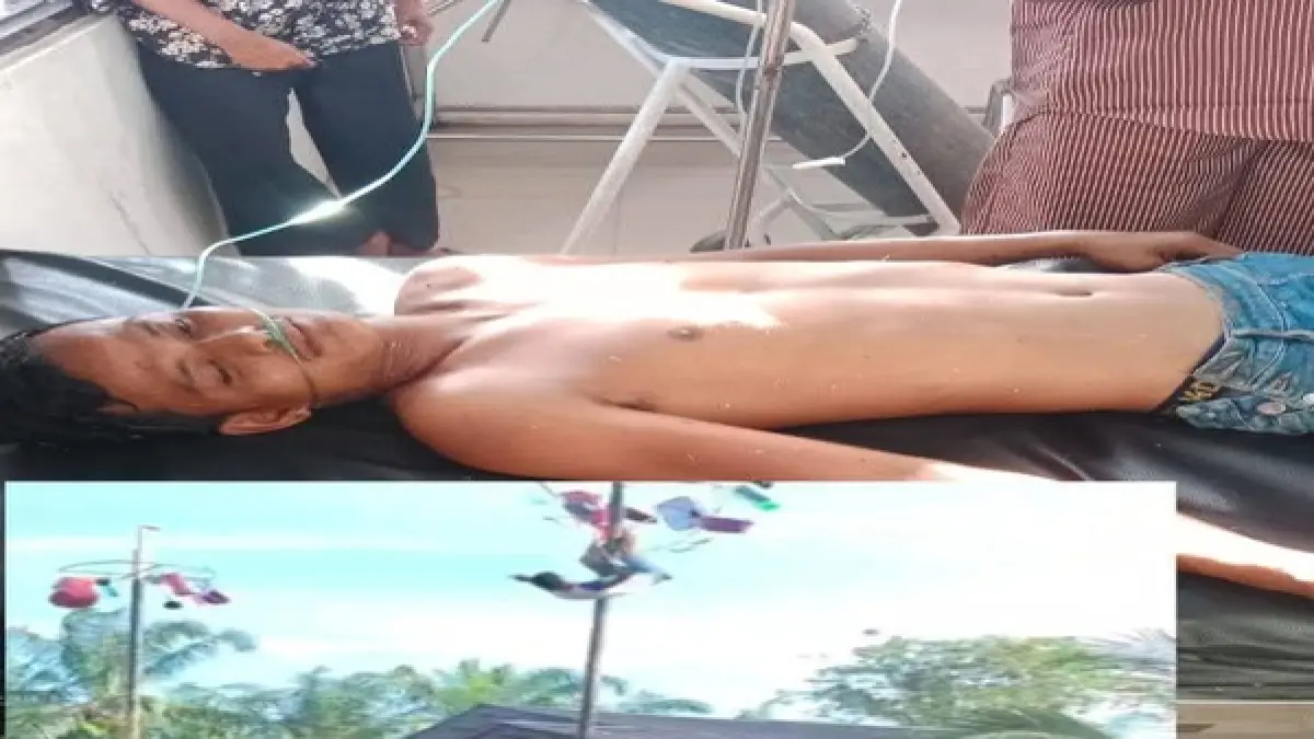  Seorang peserta panjat pinang sedang dirawat di RS usai jatuh di perayaan HUT RI-81. (Repro/Mitra Harahap)