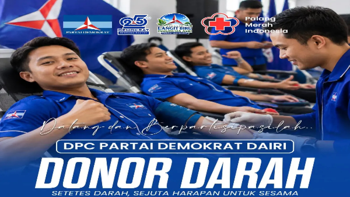 Partai Demokrat Dairi bersama jajaran menggelar aksi donor darah di Kantor PMI Dairi, Kamis (27/8/2026). (RUDY SITANGGANG/SUMUT POS)