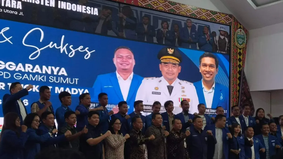PESERTA: Para peserta pndidikan kader tingkat madya (PKTM) DPD Gerakan Angkatan Muda Kristen Indonesia (GAMKI) Sumatera Utara 2026 foto bersama, Sabtu (29/8/2026).(Dok : GAMKI Sumut)
