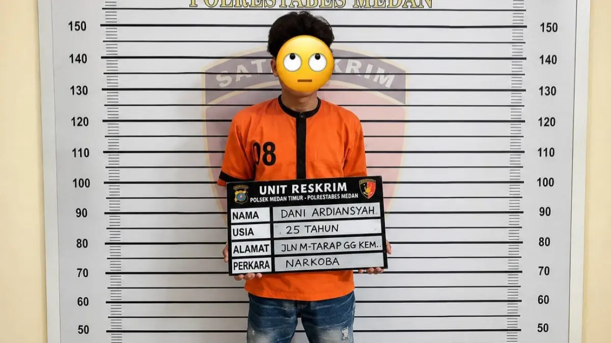 TANGKAP: Dani Ardiansyah residivis kasus narkoba yang ditangkap polisi. (Dok: Polsek Medan Timur)
