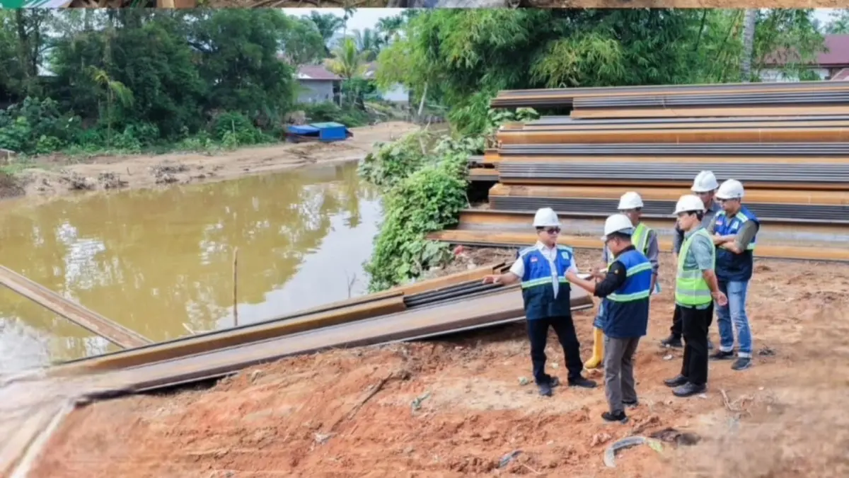 TEBING: Dinas Sumber Daya Air (SDA) Provinsi Sumatera Utara terus mempercepat pengerjaan perkuatan tebing Sungai Aek Panjaitan, Kabupaten Tapanuli Tengah (Tapteng).(Dok : Dinas SDA Sumut)
