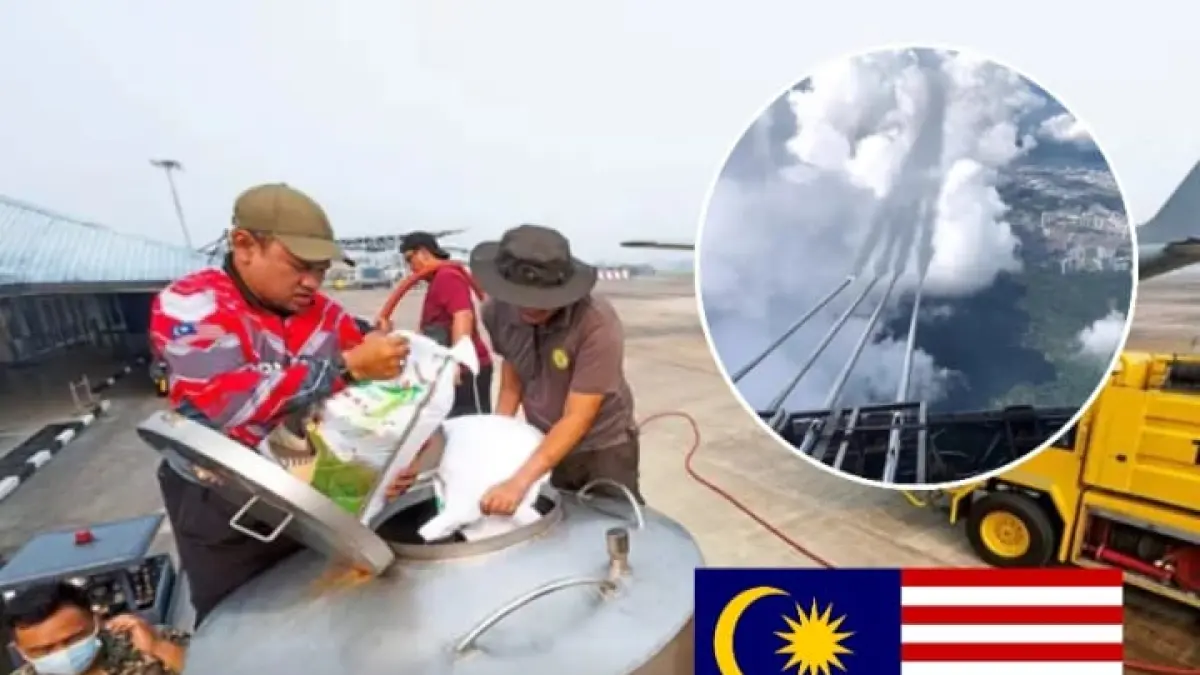 Pemerintah Malaysia mengambil langkah mitigasi dengan melakukan operasi penyemaian awan atasi polusi udara.(Instagram @pandemictalks)
