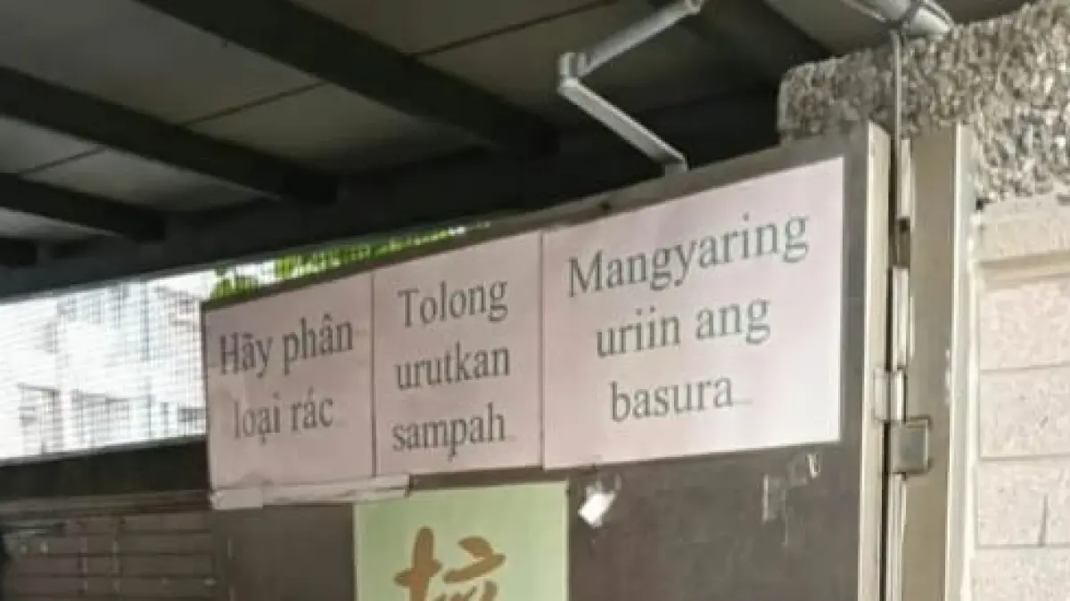 Bahasa Indonesia muncul di papan peringatan sejumlah negara.(Instagram @cretivox)