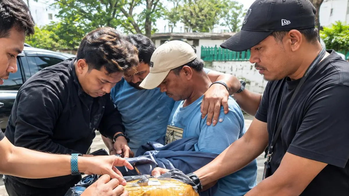 TANGKAP: Polisi menangkap pria paruh baya membawa ganja di kawasan Jalan Cempaka Medan. (Dok: Polrestabes Medan)