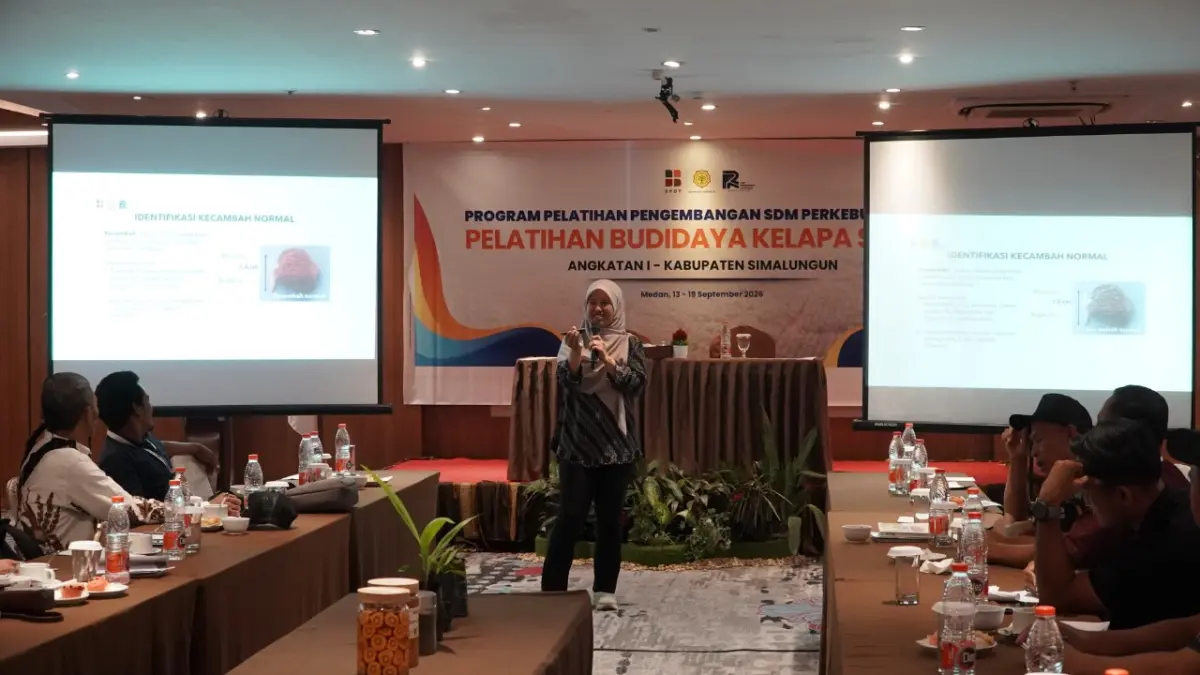 Pelatihan Program Pengembangan Sumber Daya Manusia Perkebunan Kelapa Sawit (SDMP) 2026 kelas Teknis Budidaya Kelapa Sawit bagi pekebun Kabupaten Simalungun di Medan. (Istimewa)