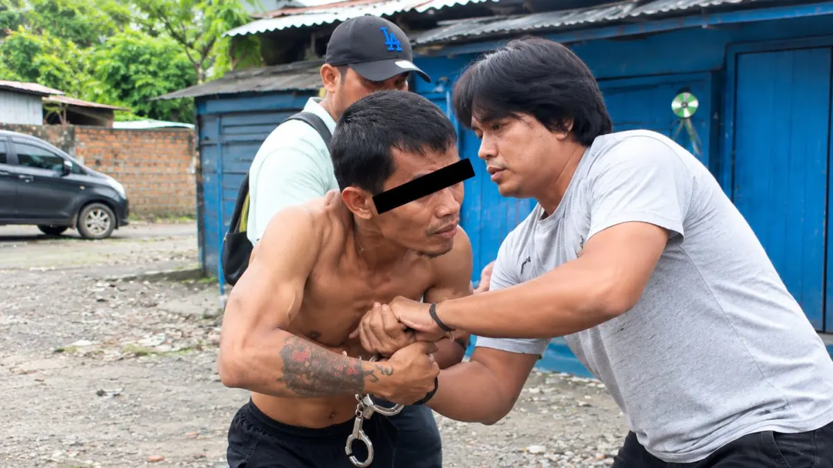 AMANKAN: Tersangka JS residivis kasus narkoba yang diamankan polisi. (Dok: Polrestabes Medan)
