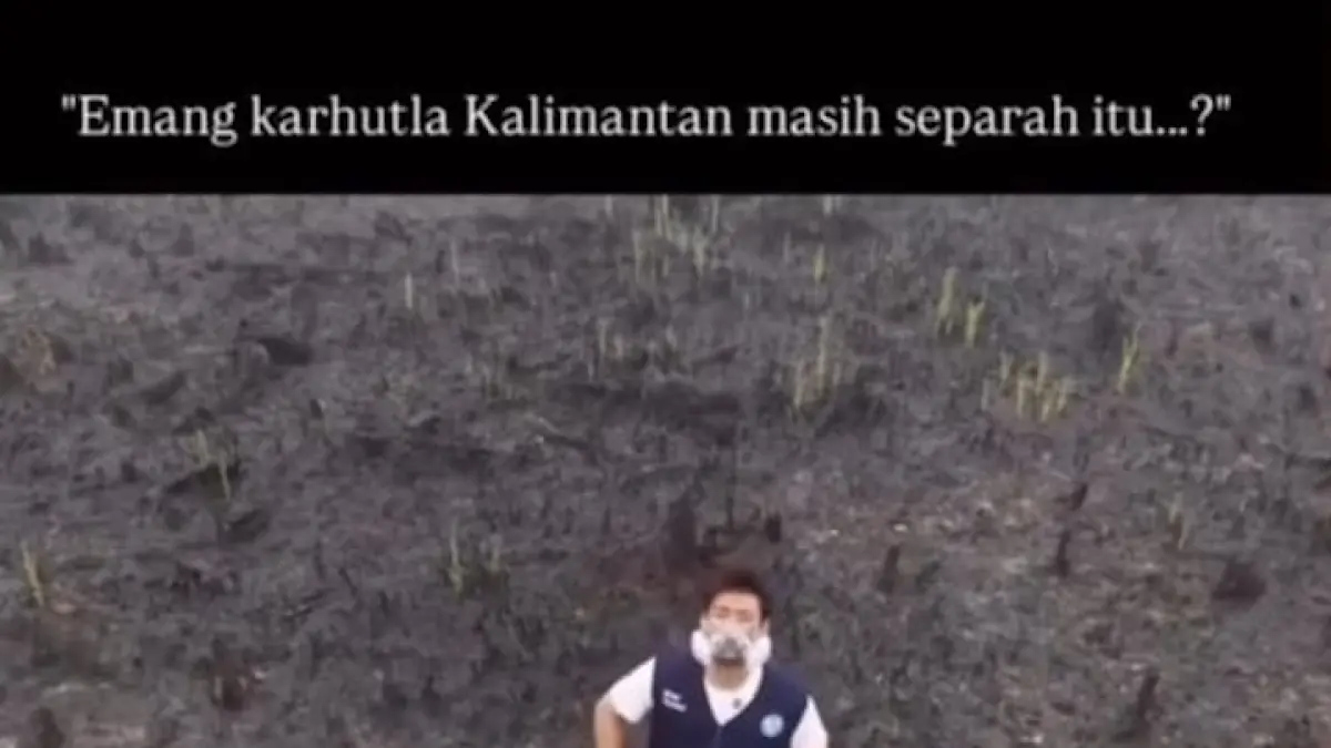 Lahan gambut di Palangka Raya masih menyisakan bara karhutla.(Instagram @pandemictalks)