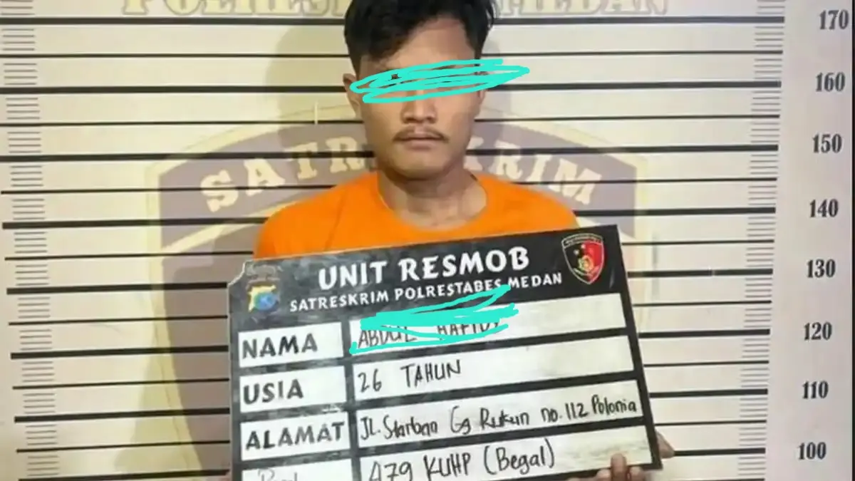 BEGAL: Abdul Hafidz pelaku begal yang ditangkap polisi. (Dok: Polrestabes Medan)