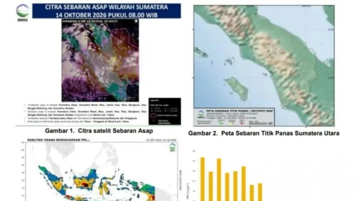 Peta BMKG terkait sebaran asap dan titik panas di wilayah Sumut. (Dok: BMKG)