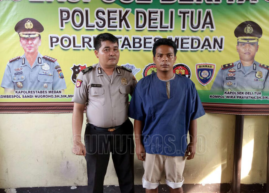 Ilmal Hakim Sembiring, penjaga malam yang mencuri aset panglong, ditangkap petugas Polsek Delitua dari kediamannya di komplek Puri Anom Desa Sembahe Pancur Batu, Senin (3/7) sore.