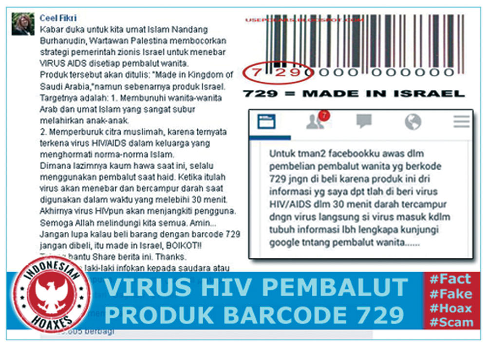 HOAX-Pembalut wanita produk Israel yang disebut bisa menyebarkan virus HIV-AIDS.