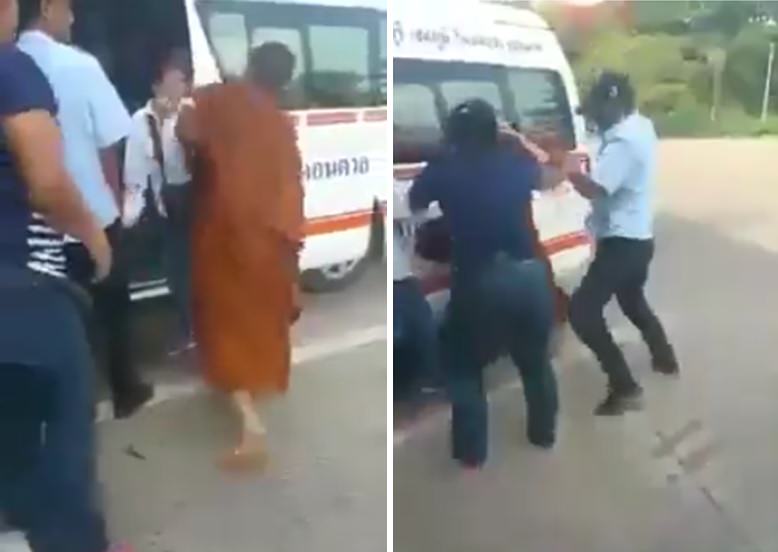 Biksu pukul perempuan itu terjadi di Thailand, bukan di Myanmar.