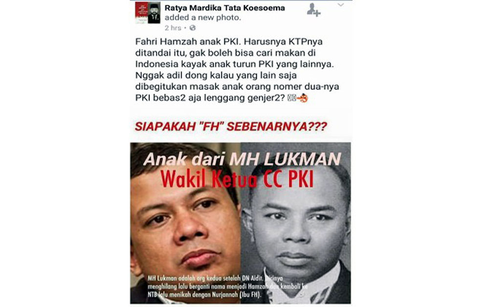 Hoax-Fahri Hamzah Anak PKI