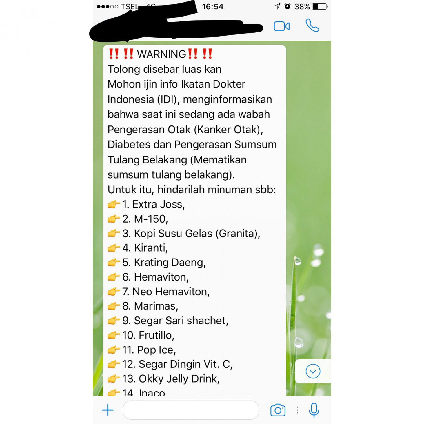 Hoax soal bahaya minuman energi.